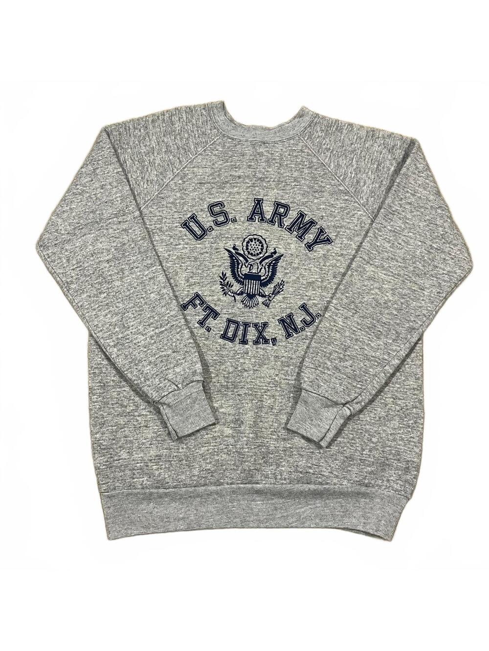Vintage 80's US Army Fort Dix NJ Artex Sweatshirt Raglan Heather Gray Size XL